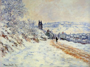  Effect Art Painting - The Road to Vetheuil Snow Effect Claude Monet scenery